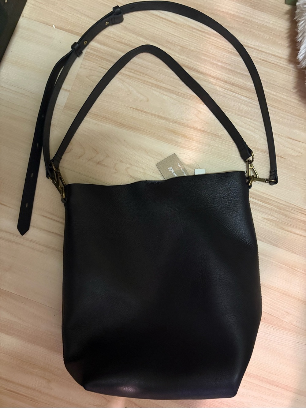 Madewell Black Pebbled Leather Bucket Shoulder Bag